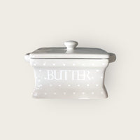 Grey with White Hearts Butter Dish and Lid - Cherish Home
