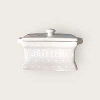 Grey with White Hearts Butter Dish and Lid - Cherish Home