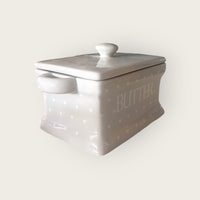 Grey with White Hearts Butter Dish and Lid - Cherish Home