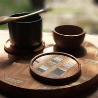 Handmade End Grain Real Wooden Round Coasters (Set of 2 or 4) - Cherish Home
