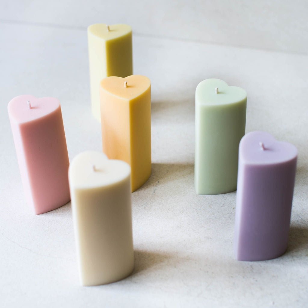 Heart Shaped Pillar Candles - Cherish Home