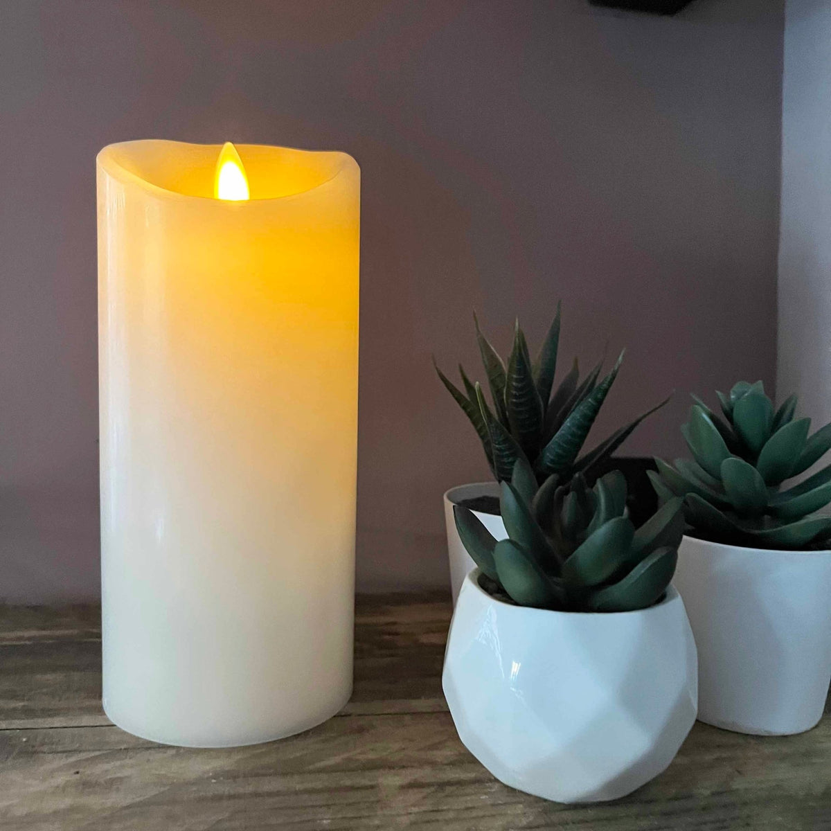 Luminara Ivory Pillar with Wax Finish - Indoor 3.0" x 6.5"