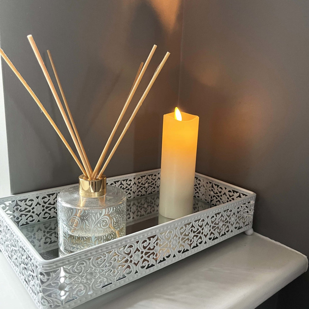 Luminara Real Wax Flameless Slim Ivory Pillar Candle (15.4cm tall)