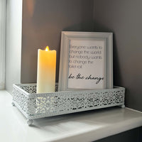 Luminara Real Wax Flameless Slim Ivory Pillar Candle (15.4cm tall)