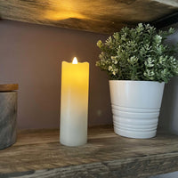 Luminara Real Wax Flameless Slim Ivory Pillar Candle (15.4cm tall)