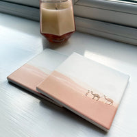 Pink Oasis Dusk Camel Ceramic Coaster - Cherish Home