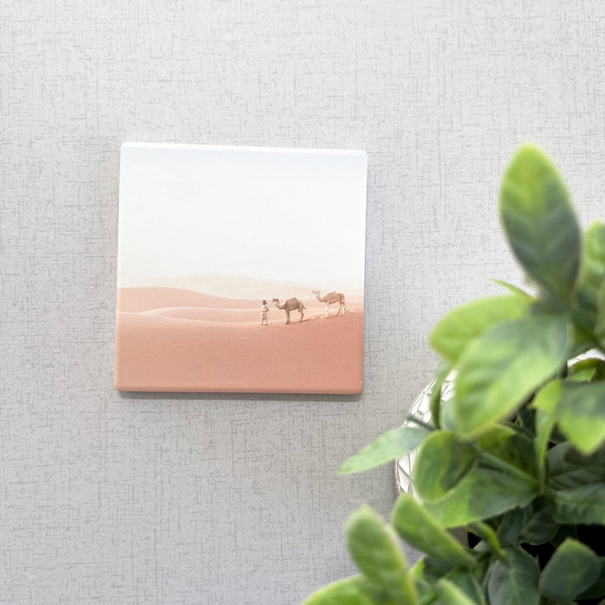 Pink Oasis Dusk Camel Ceramic Coaster - Cherish Home