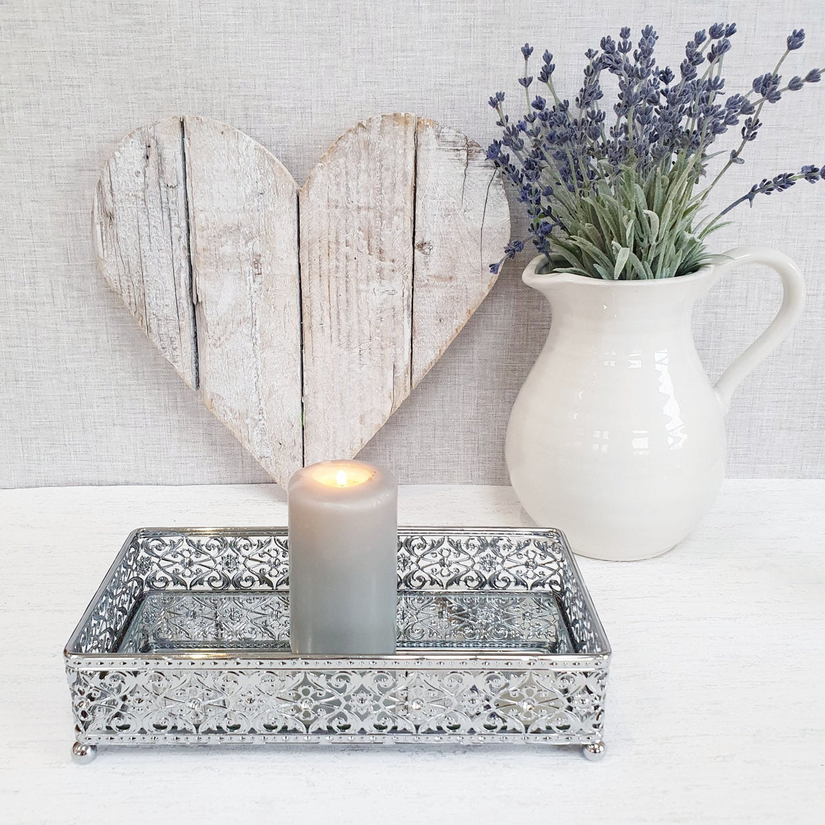 Planus Silver Style Rectangular Mirror Display Trays