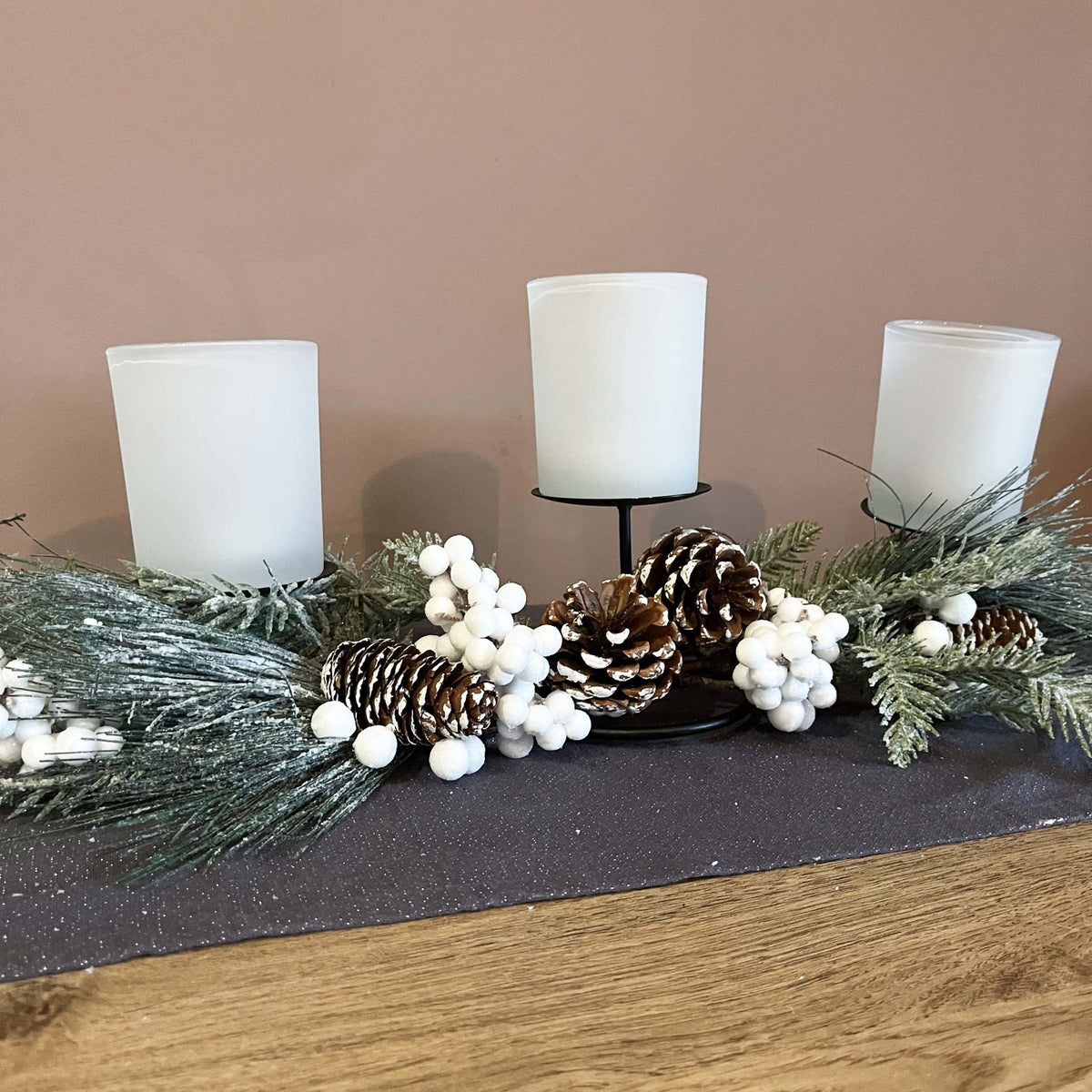 Sage Festive Glow Triple Tea Light Holder - Cherish Home