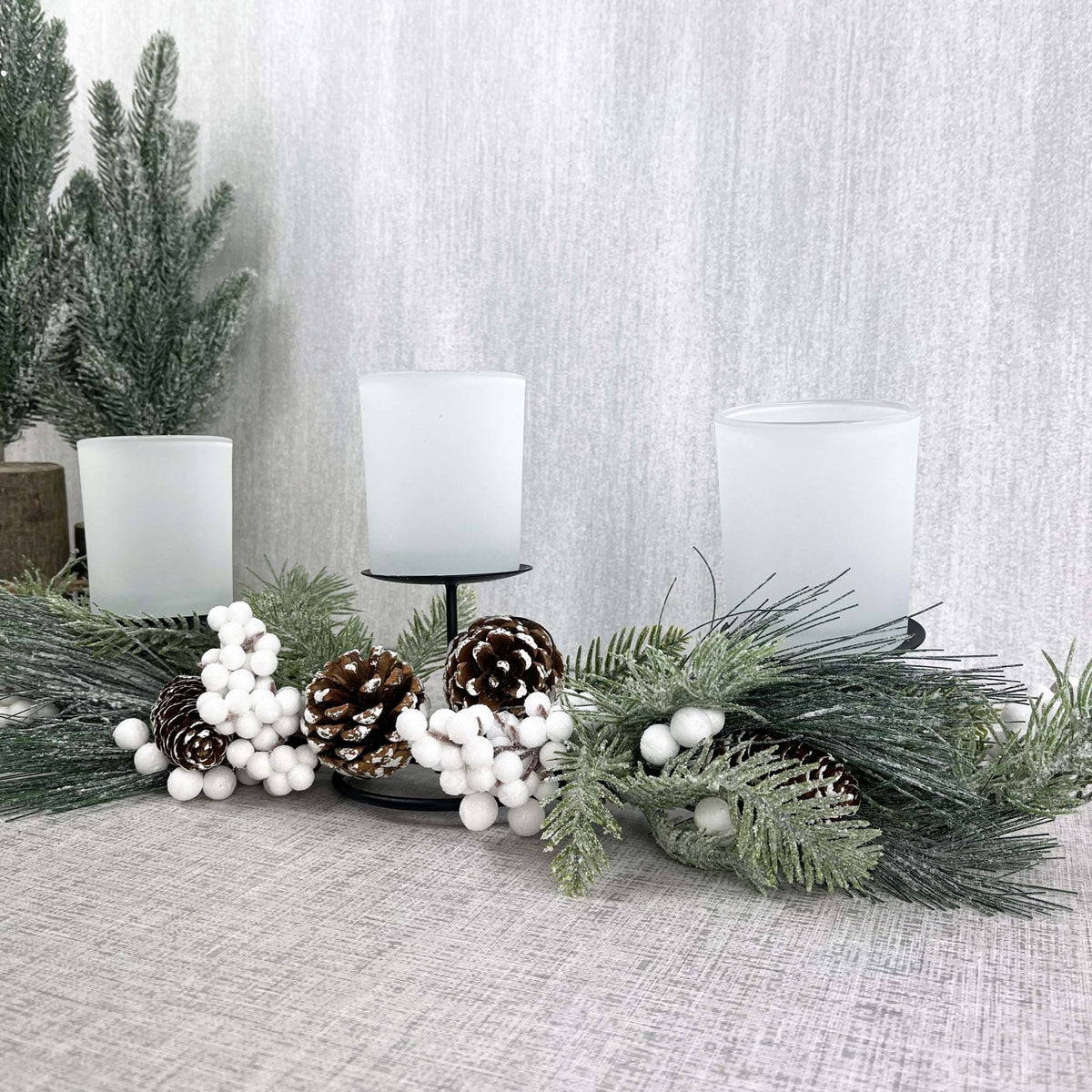 Sage Festive Glow Triple Tea Light Holder - Cherish Home