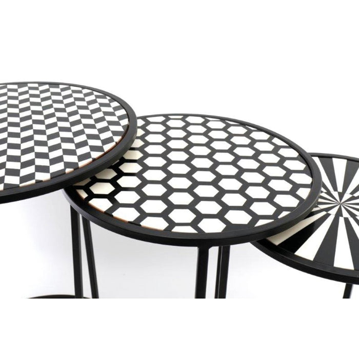 Set of 3 Round Nesting Aztec Side Tables - Cherish Home