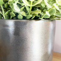 Terra Grey Metallic Style Planter close up