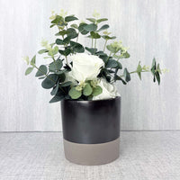 Terra Grey Metallic Style Planter Large with eucalyptus bunch