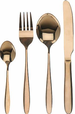 16 Piece Stainless Steel Cutlery Set Gold Bronze Dishwasher safe - Cherish Home