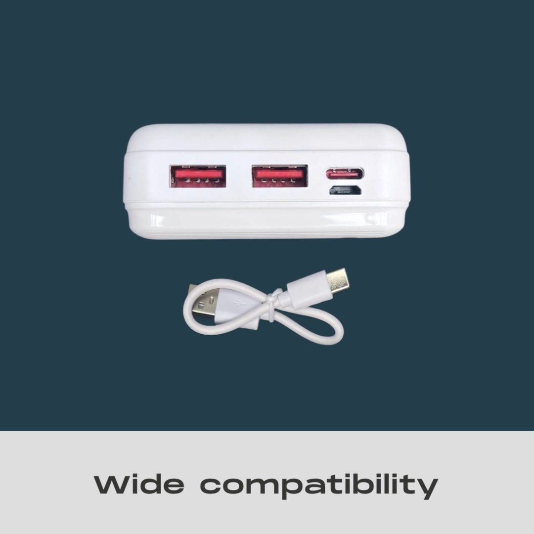 20,000mAh Power Bank – Ultra-High Capacity Portable Charger, High-Spec Charging Battery Pack Compatible with All Smartphones, Long-Lasting Power Bank for Travel & Daily Use (White) - Cherish Home