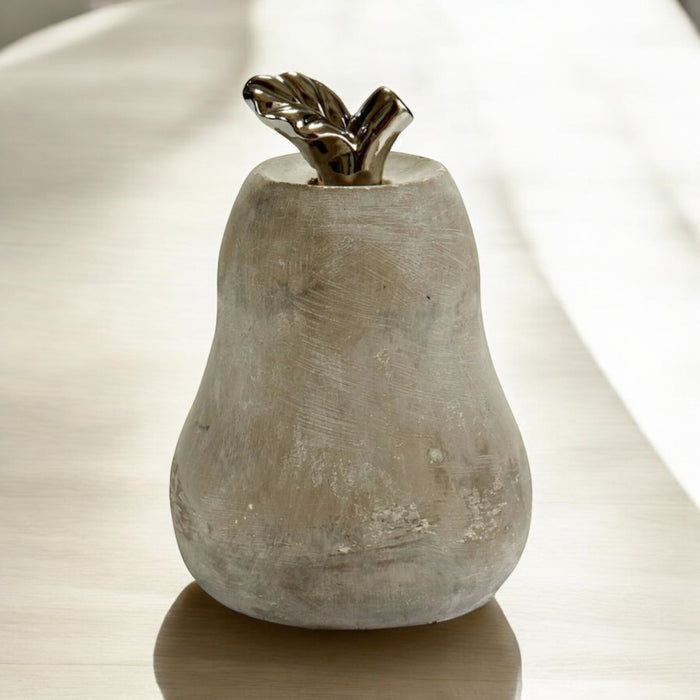 20.5cm Pear Shaped Ornament - Large Grey Cement Fruit Decoration Home DÃ©cor - Cherish Home