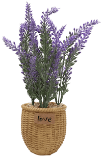 24cm Artificial Purple Lavender Plant In Resin Pot Potted Plant Fake Flowers - Cherish Home