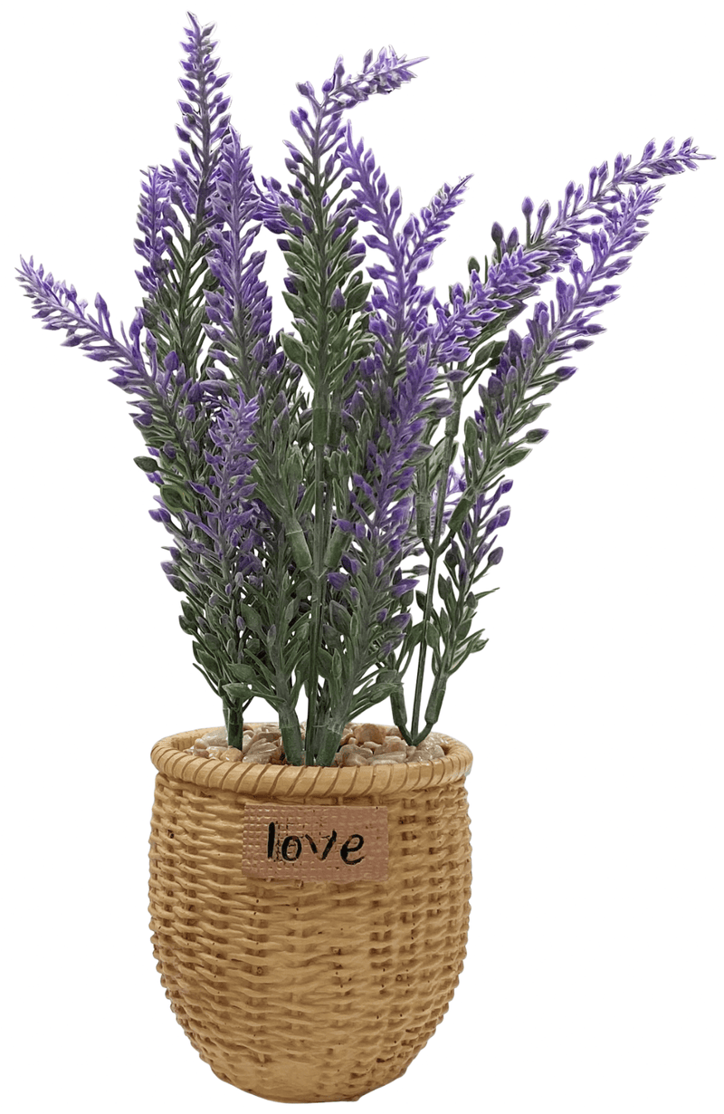 24cm Artificial Purple Lavender Plant In Resin Pot Potted Plant Fake Flowers - Cherish Home