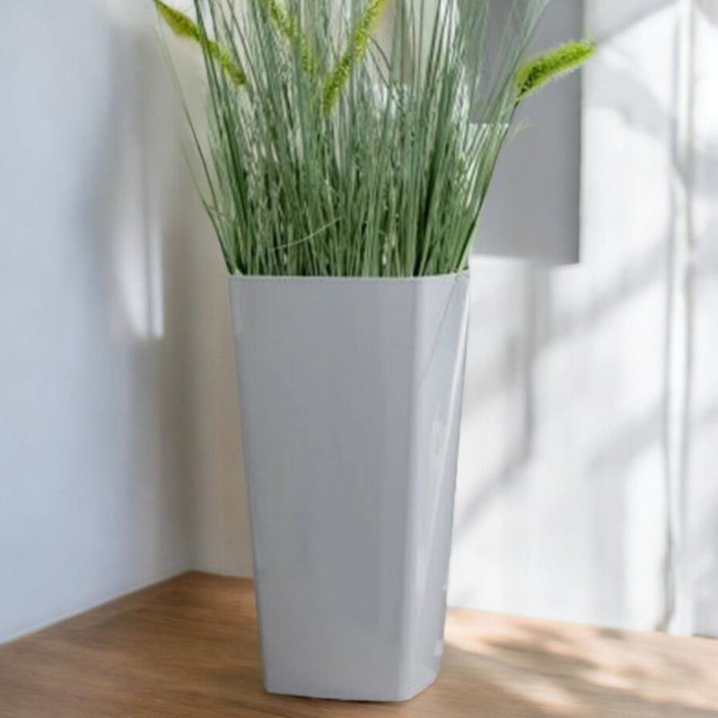 26cm Tall Grey Planter Square Plant Pot Indoor / Outdoor Use - Cherish Home