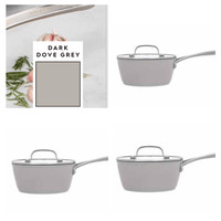 3 - Piece Laura Ashley Cookware Set of Cooking Pans Dark Dove Grey - Cherish Home