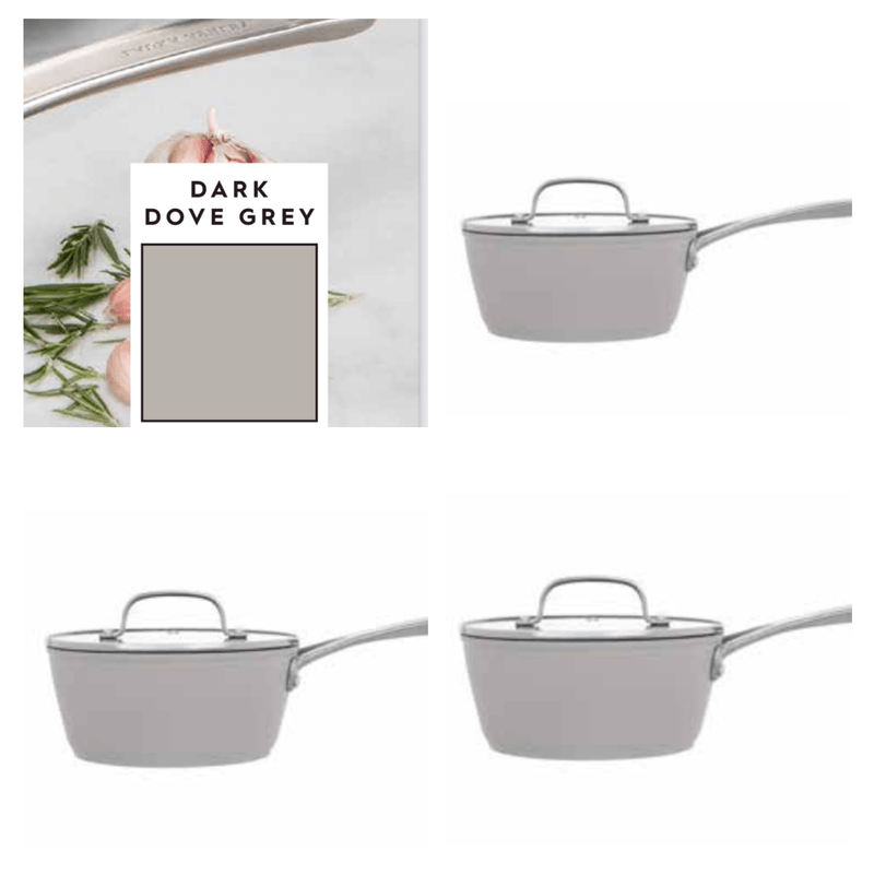 3 - Piece Laura Ashley Cookware Set of Cooking Pans Dark Dove Grey - Cherish Home