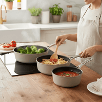 3 - Piece Laura Ashley Cookware Set of Cooking Pans Sage Leaf - Cherish Home