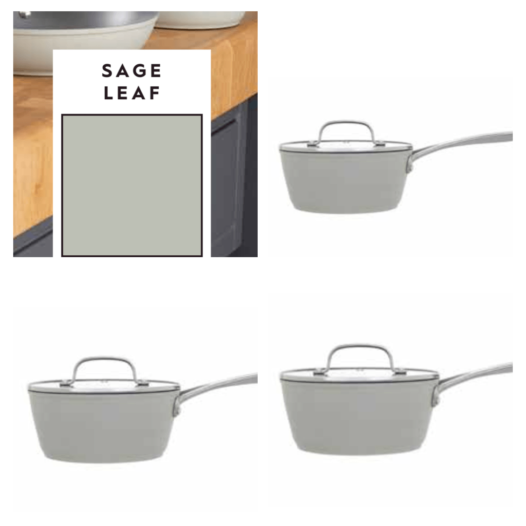 3 - Piece Laura Ashley Cookware Set of Cooking Pans Sage Leaf - Cherish Home