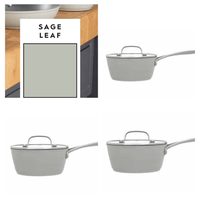 3 - Piece Laura Ashley Cookware Set of Cooking Pans Sage Leaf - Cherish Home