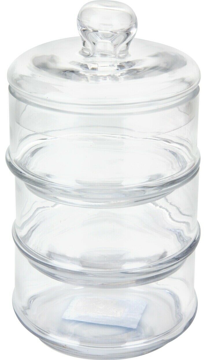 3 Tier Stackable Glass Cookie Jar Biscuit Sweets Glass Storage Jar - Cherish Home