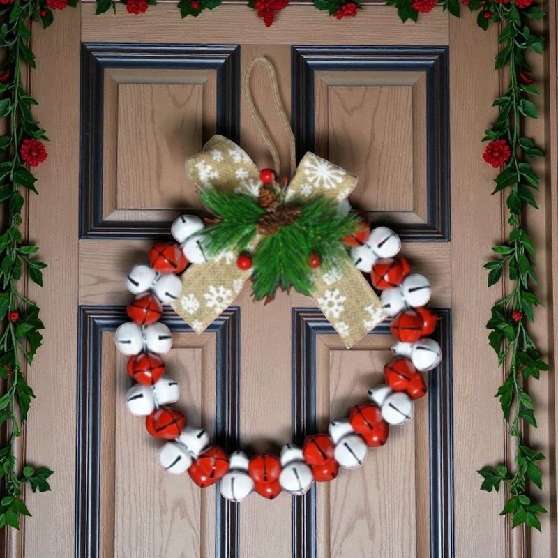 30cm Original Jingle Bell Wreath - Red & White Wreath - Cherish Home