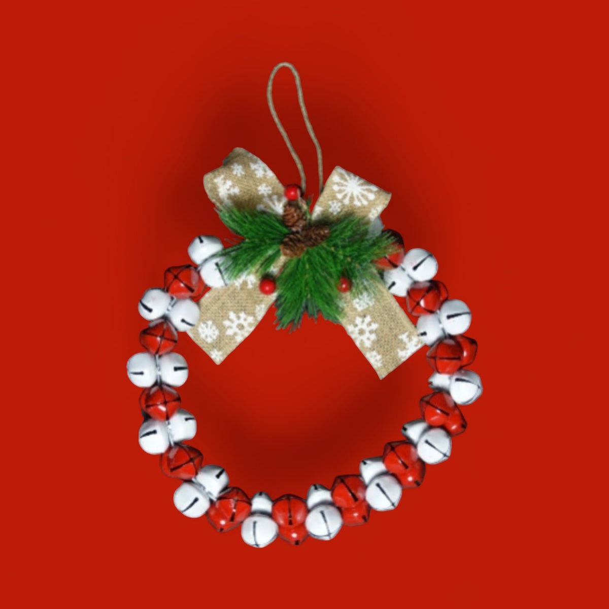 30cm Original Jingle Bell Wreath - Red & White Wreath - Cherish Home