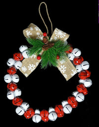 30cm Original Jingle Bell Wreath - Red & White Wreath - Cherish Home