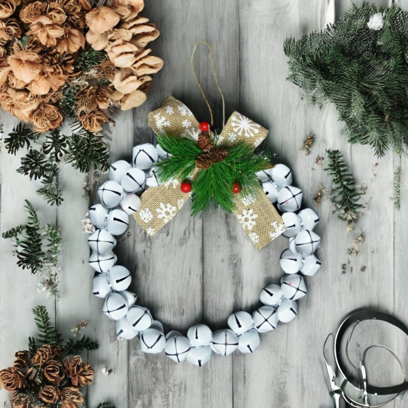 30cm Original Jingle Bell Wreath - White Wreath - Cherish Home