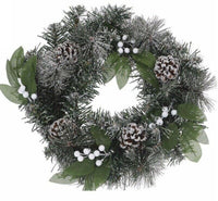 30cm - round - green - wreath - with - white - berries - hanging - christmas - decoration - Cherish Home