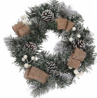 30cm - round - green - wreath - with - white - berries - hanging - christmas - decoration - Cherish Home