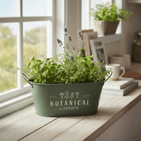 30cm Trough Oval Planter with Handles Vintage Green - Cherish Home