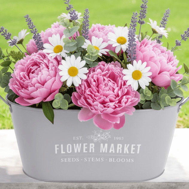 30cm Trough Oval Planter with Handles Vintage Grey - Cherish Home