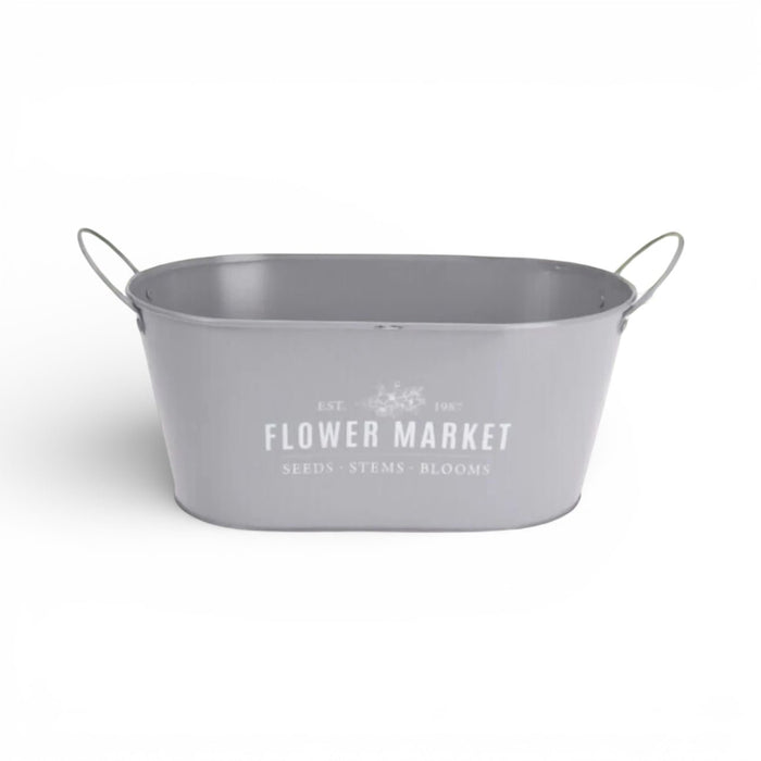 30cm Trough Oval Planter with Handles Vintage Grey - Cherish Home