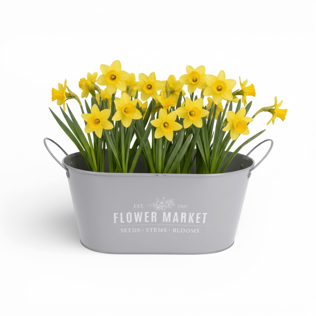 30cm Trough Oval Planter with Handles Vintage Grey - Cherish Home