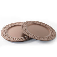 4 - Pack 33cm Large Beaded - Edge Plastic Copper Charger Plates, Festive Placemats - Cherish Home