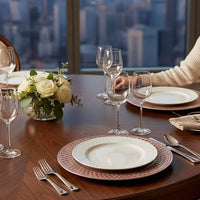 4 - Pack 33cm Large Beaded - Edge Plastic Copper Charger Plates, Festive Placemats - Cherish Home