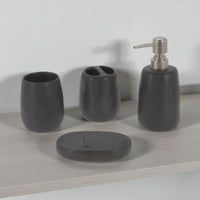 4 - Piece Modern Matt Stoneware Bathroom Accessories Set - Cherish Home