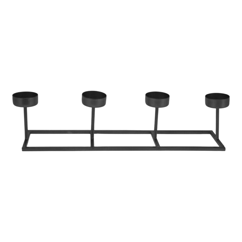 4 Tealight Candle Holder Black Metal Candelabra Candlestick Tea Light Holder - Cherish Home