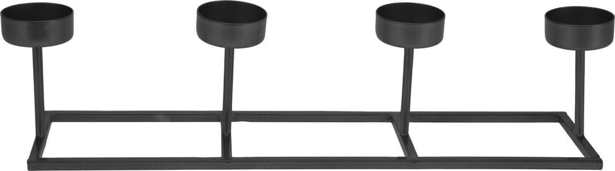 4 Tealight Candle Holder Black Metal Candelabra Candlestick Tea Light Holder - Cherish Home