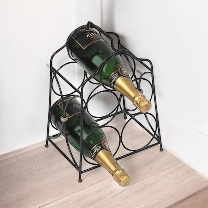 5 Bottle Metal Black Wine Rack - Cherish Home