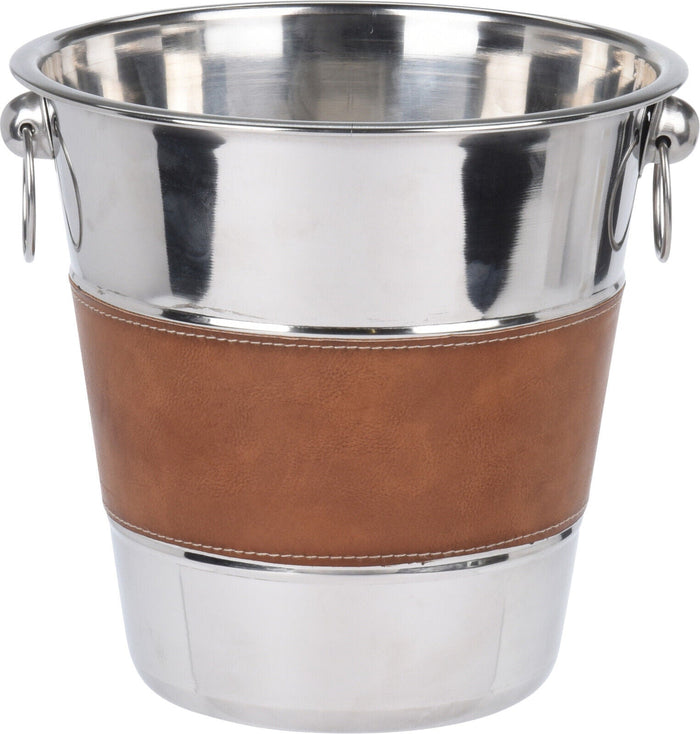 5 Litre Champagne Bucket Stainless Steel Large Ice Bucket Wine Faux Leather - Cherish Home