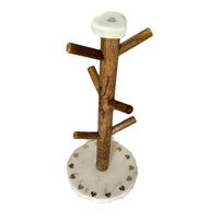 6 - Mug Kitchen Mug Storage - Mango Wood & Stoneware - White or Grey - Cherish Home