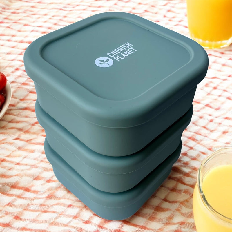 630ml Silicone Lunch Box, Reusable Food Container with Lid for Kids & Adults Pink, Blue, Green Options - Cherish Home