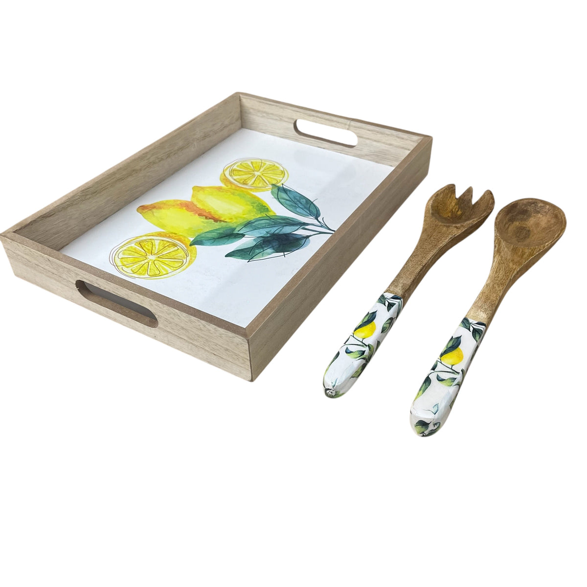 Lemon Delight Wooden Serving Trays & matching Serving spoons