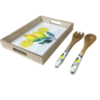 Lemon Delight Wooden Serving Trays & matching Serving spoons